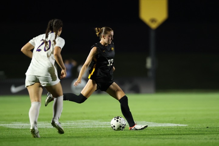 Eileen Solomon playing college soccer at Boston University